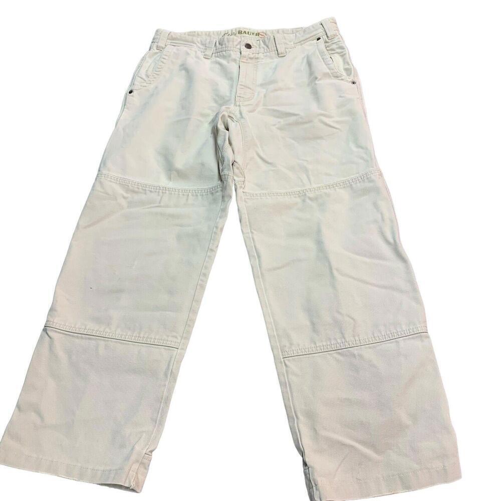 Eddie Bauer Mens Light Beige Cotton Outdoor Pants Zip Pocket Size 36x32 READ​​​​